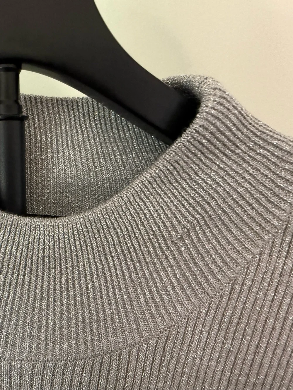 Eloquii Silver Ribbed Mock-Neck Shell - Picture 3 of 7